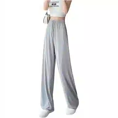 欧迪芬 小个子顺滑垂感直筒裤子冰丝裤薄款弹力裤子女士高腰宽松舒适百搭时尚轻薄透气防蚊韩版夏季防晒速干运动裤减龄慵懒风休闲裤 女款