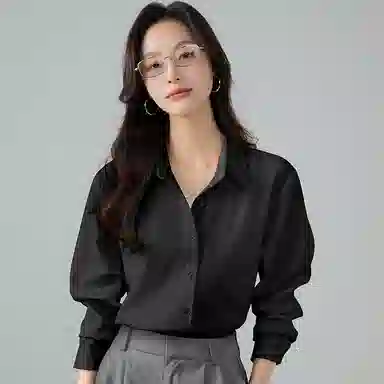 欧迪芬 纯欲春秋韩版宽松抗皱春夏长袖衬衫 女款