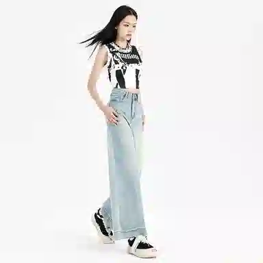 欧迪芬 简约优雅高腰显瘦牛仔裤 女款