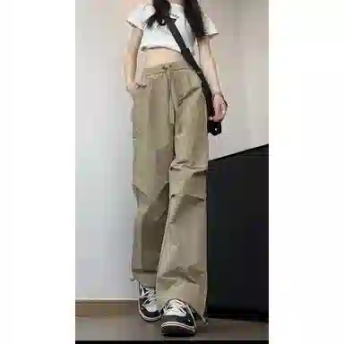 欧迪芬 褶皱伞兵工装裤薄款美式速干裤直筒休闲裤 女款