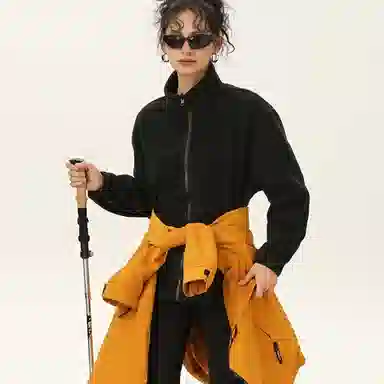 欧迪芬 明星同款宽松连帽长袖纯色高街简约基础款防风防水防污登山衣运动保暖防泼水时尚旅游户外徒步旅行露营山系情侣外套夹克 男女同款