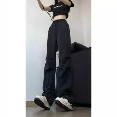 欧迪芬 褶皱伞兵工装裤薄款美式速干裤直筒休闲裤 女款