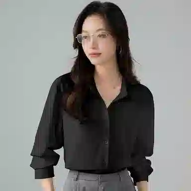 欧迪芬 纯欲春秋韩版宽松抗皱春夏长袖衬衫 女款