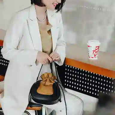 良锦记 纯色百搭 牛皮 单肩包 女款 金色