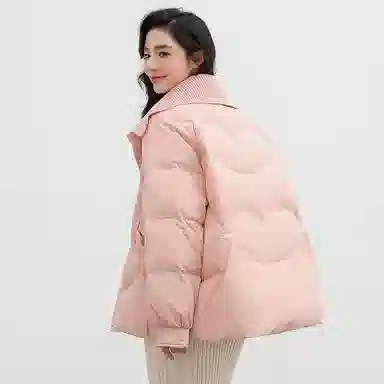 鸭鸭  立领连帽抗风御寒时尚休闲舒适外套面包服羽绒服 女款