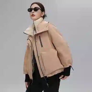 鸭鸭 百搭休闲短款立领夹克羽绒服 女款