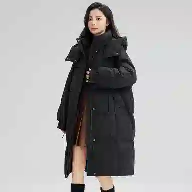 鸭鸭 中长款加厚保暖时尚百搭外套羽绒服 女款