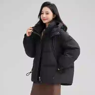 鸭鸭 百搭连帽舒适轻柔保暖时尚韩版长袖羽绒服 女款