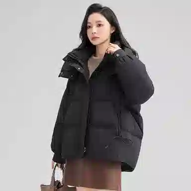 鸭鸭 百搭连帽舒适轻柔保暖时尚韩版长袖羽绒服 女款