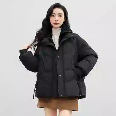 鸭鸭  立领连帽抗风御寒时尚休闲舒适外套面包服羽绒服 女款