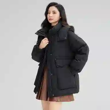 鸭鸭 保暖时尚百搭潮流舒适连帽长袖羽绒服 女款