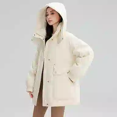 鸭鸭 保暖时尚百搭潮流舒适连帽长袖羽绒服 女款