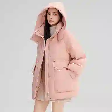 鸭鸭 保暖时尚百搭潮流舒适连帽长袖羽绒服 女款