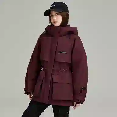 鸭鸭 连帽中长款长袖羽绒服 女款