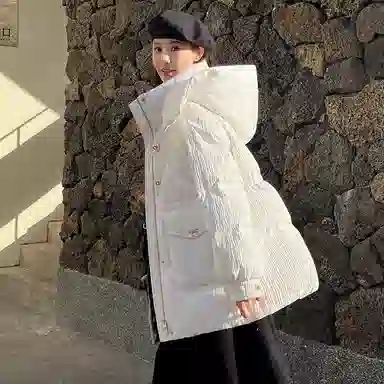 鸭鸭 纯色连帽简约舒适羽绒服 女款