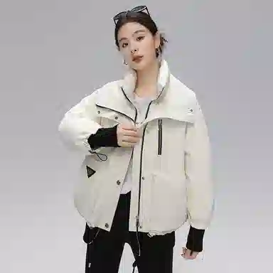 鸭鸭 百搭休闲短款立领夹克羽绒服 女款