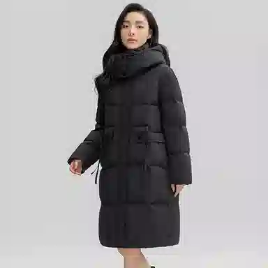 鸭鸭 中长款连帽时尚休闲保暖外套羽绒服 女款