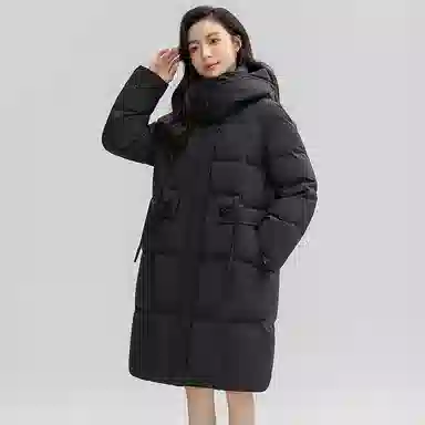 鸭鸭 中长款连帽时尚休闲保暖外套羽绒服 女款