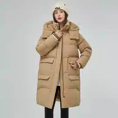 鸭鸭 纯色连帽拉链加厚休闲长袖羽绒服 女款