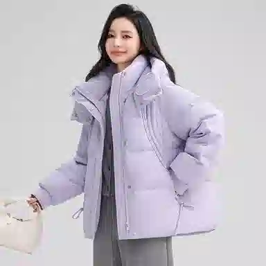 鸭鸭 百搭连帽舒适轻柔保暖时尚韩版长袖羽绒服 女款