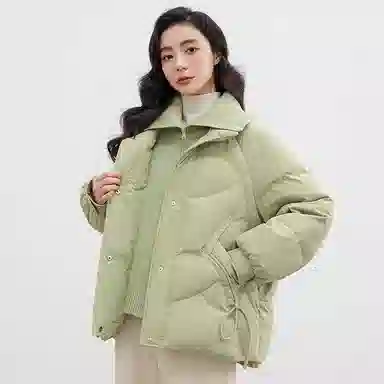 鸭鸭  立领连帽抗风御寒时尚休闲舒适外套面包服羽绒服 女款