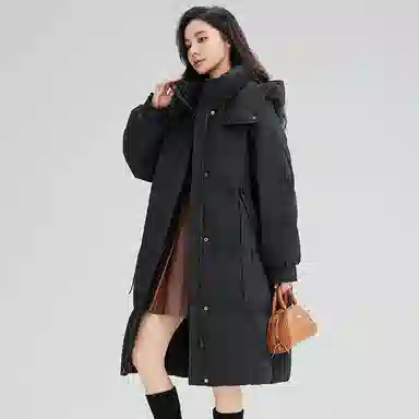 鸭鸭 中长款加厚保暖时尚百搭外套羽绒服 女款