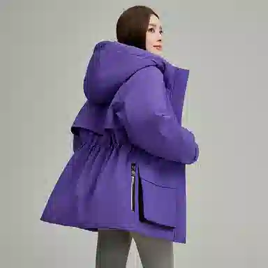 鸭鸭 连帽中长款长袖羽绒服 女款