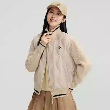 鸭鸭 休闲舒适立领短款长袖羽绒服 女