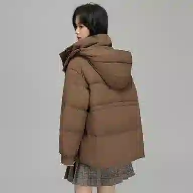 鸭鸭 纯色拉链长袖短款羽绒服 女款