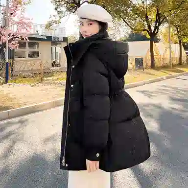 鸭鸭 纯色连帽简约舒适羽绒服 女款