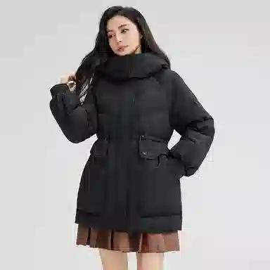 鸭鸭 保暖时尚百搭潮流舒适连帽长袖羽绒服 女款