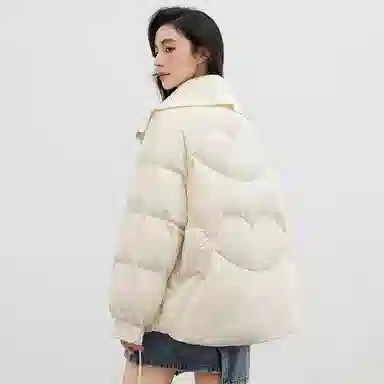 鸭鸭  立领连帽抗风御寒时尚休闲舒适外套面包服羽绒服 女款