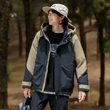 鸭鸭 时尚短款连帽宽松羽绒服 男女同款