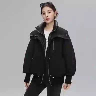 鸭鸭 百搭休闲短款立领夹克羽绒服 女款
