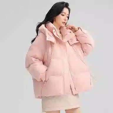鸭鸭 百搭连帽舒适轻柔保暖时尚韩版长袖羽绒服 女款