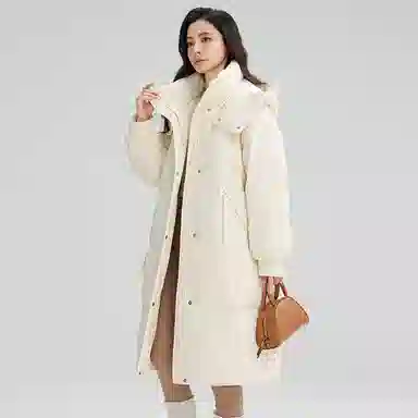 鸭鸭 中长款加厚保暖时尚百搭外套羽绒服 女款