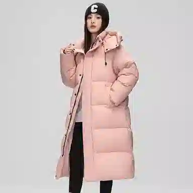 鸭鸭 中长款过膝百搭保暖通勤羽绒服 女