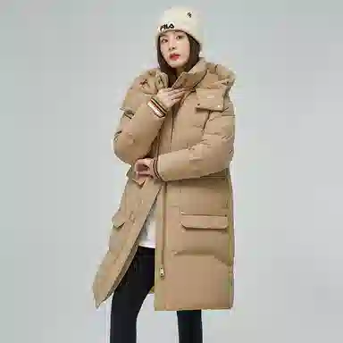 鸭鸭 纯色连帽拉链加厚休闲长袖羽绒服 女款