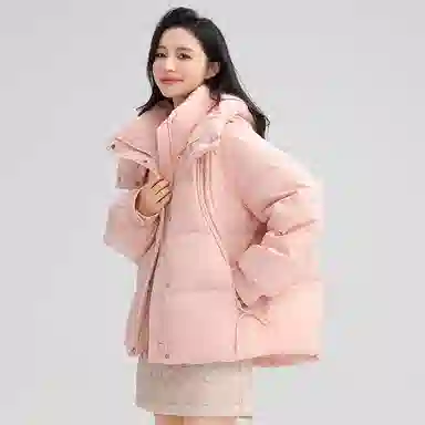 鸭鸭 百搭连帽舒适轻柔保暖时尚韩版长袖羽绒服 女款