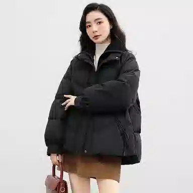 鸭鸭  立领连帽抗风御寒时尚休闲舒适外套面包服羽绒服 女款