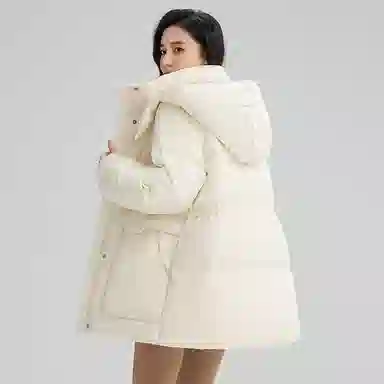 鸭鸭 保暖时尚百搭潮流舒适连帽长袖羽绒服 女款