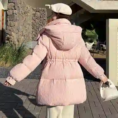 鸭鸭 纯色连帽简约舒适羽绒服 女款