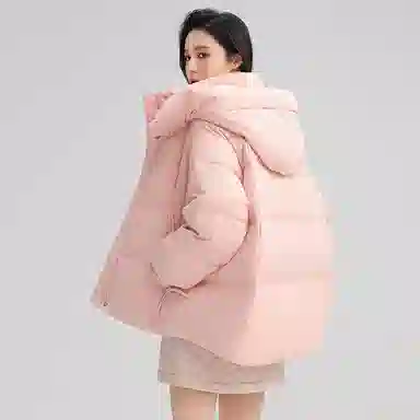鸭鸭 百搭连帽舒适轻柔保暖时尚韩版长袖羽绒服 女款