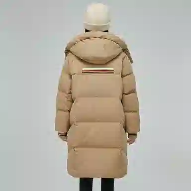 鸭鸭 纯色连帽拉链加厚休闲长袖羽绒服 女款