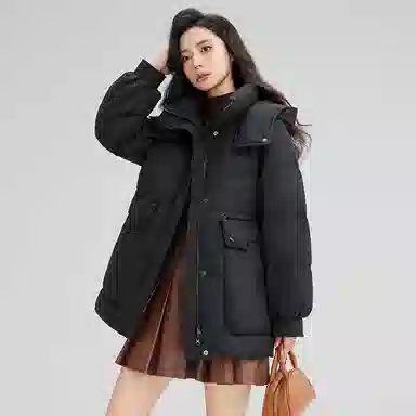 鸭鸭 保暖时尚百搭潮流舒适连帽长袖羽绒服 女款