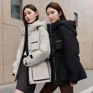 鸭鸭 连帽中长款长袖羽绒服 女款