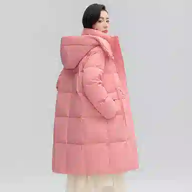 鸭鸭 中长款连帽时尚休闲保暖外套羽绒服 女款