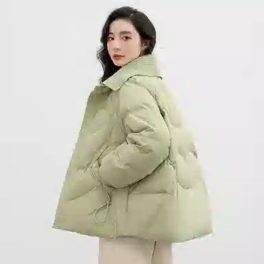 鸭鸭  立领连帽抗风御寒时尚休闲舒适外套面包服羽绒服 女款