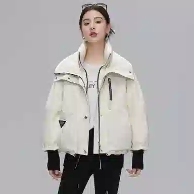 鸭鸭 百搭休闲短款立领夹克羽绒服 女款