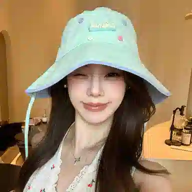 浪莎 春夏季可爱纽扣字母速干户外出游登山露营遮阳防晒大头围显脸小盆帽 聚酯纤维 渔夫帽 男女同款情侣款